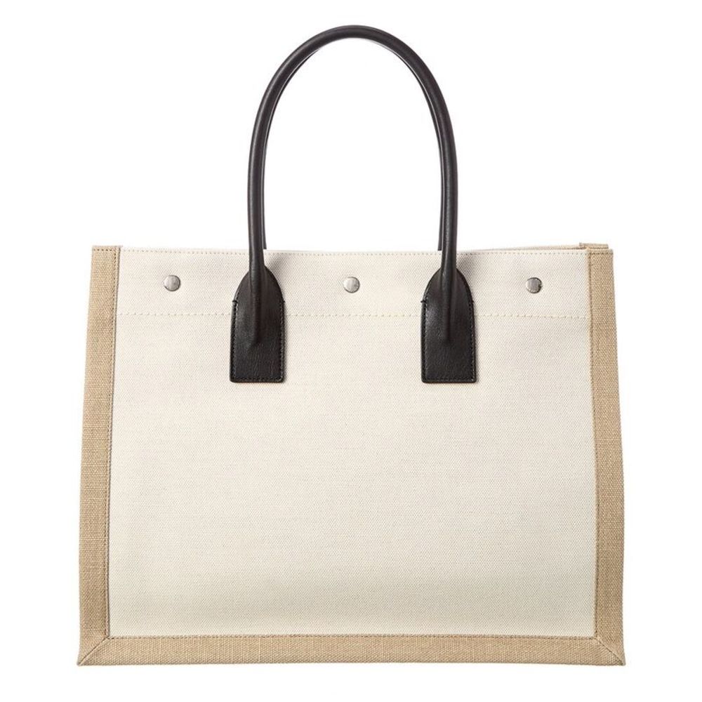 Saint Laurent Rive Gauche Small Linen & Leather Tote - Picture 2 of 4